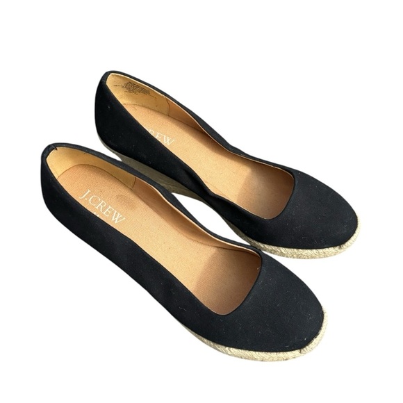 J.Crew Espadrille Wedge Sandals Black Size 7.5 - Picture 1 of 5